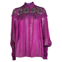 Roberto Cavalli Fall 2006 Amethyst chiffon blouse embroidered