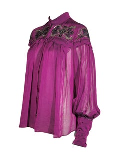 Roberto Cavalli Fall 2006 Amethyst chiffon blouse embroidered
