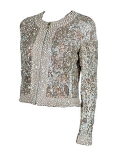 Elie Saab – Kurze Jacke mit rosa Perlenstickerei