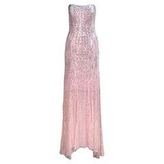 Robe longue « Sarai » rose à cristaux de la collection Resort 2025 de Jenny Packham