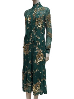 Saint Laurent Anthony Vaccarello Spring 2020 Look 33 Emerald chiffon dress
