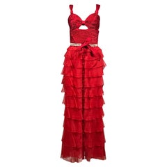 Valentino Spring 2005 Look 73 Maxi red ruffled dress