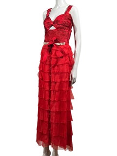 Valentino Spring 2005 Look 73 Maxi red ruffled dress