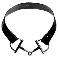 Gucci Tom Ford Fall Winter 1995 Horsebit black leather belt
