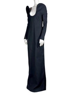 Saint Laurent Anthony Vaccarello Herbst 2018 Look 53 – Langes schwarzes Wollkleid