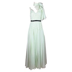 Christian Dior Bill Gayten Primavera 2012 Look 40 Abito lungo in crêpe di seta color celadon