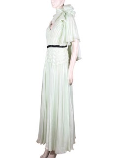 Christian Dior Bill Gayten Primavera 2012 Look 40 Abito lungo in crêpe di seta color celadon