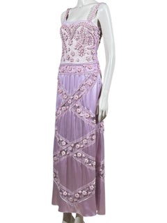 Valentino Primavera 2007, Look 58: maxi abito in raso lilla con tulle ricamato