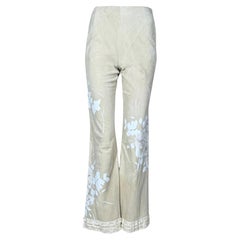 Valentino Boutique Spring 2000 Look 32 Suede floral painted sand leather pants