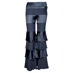 Valentino Spring 2002 Black crepe silk and satin ruffle pants