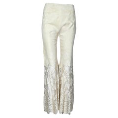 Valentino Primavera 2000 Look 31 Pantaloni in pelle scamosciata beige con lacci