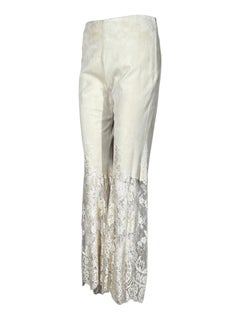 Valentino Primavera 2000 Look 31 Pantaloni in pelle scamosciata beige con lacci