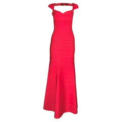 Hervé Léger Leila maxi coral bandage knit dress