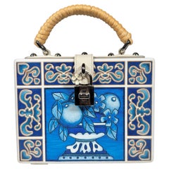 Dolce Gabbana Spring 2015 Majolica wood engraved box white blue painted