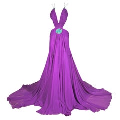 Roberto Cavalli Fausto Puglisi Prefall 2023 Maxi amethyst chiffon dress