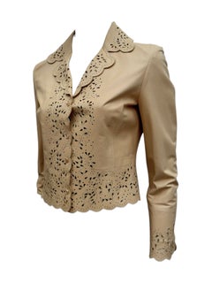 Valentino Spring 2003 Perforated sand lambskin leather jacket