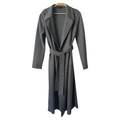 authentic The Row Gray Wool Wrap Trench Coat size Small Midi Length Sash Tie
