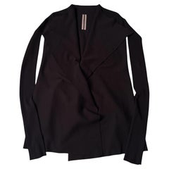 Rick Owens Cardigan à col cascade SS17 taille XS noir en tricot manches côtelées