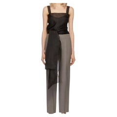 The Row Camiseta de tirantes de organza de seda Wei Negro OS Alas envolventes en cascada SS19