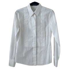 Dolce & Gabbana Weiß Spitze Falte Lätzchen Smoking Hemd IT 38 Stretch Popeline Authentisch