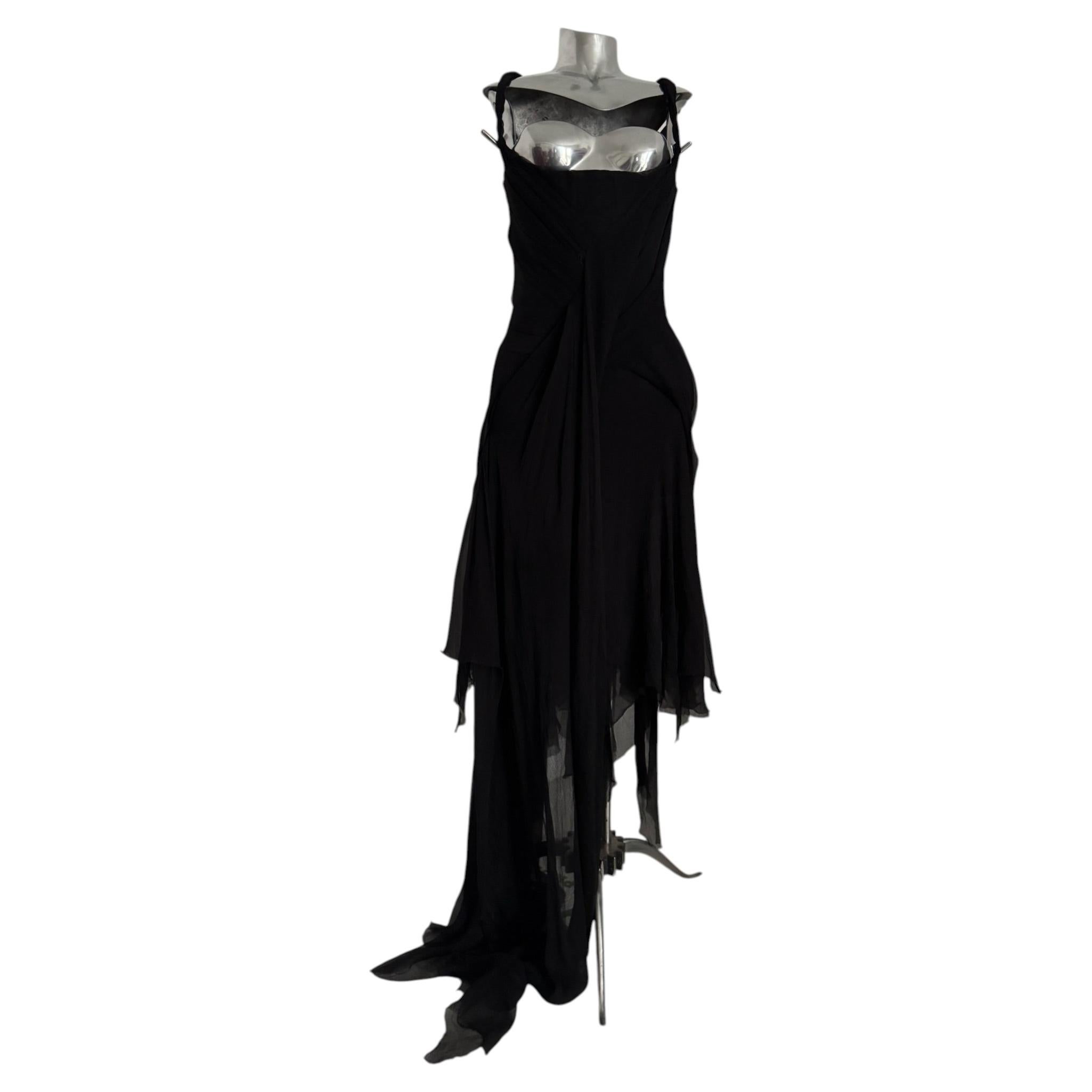 Alexander McQueen SS 2003 Irere Distressed Chiffon Dress