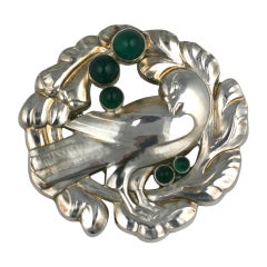 Georg Jensen Bird Brooch with Crysophrases