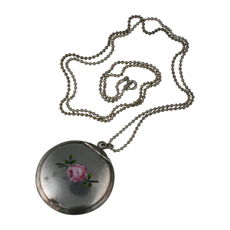 Victorian Enamel Rose Locket For Sale