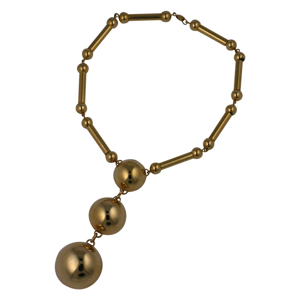 Mod Gilt Dome Pendant Necklace