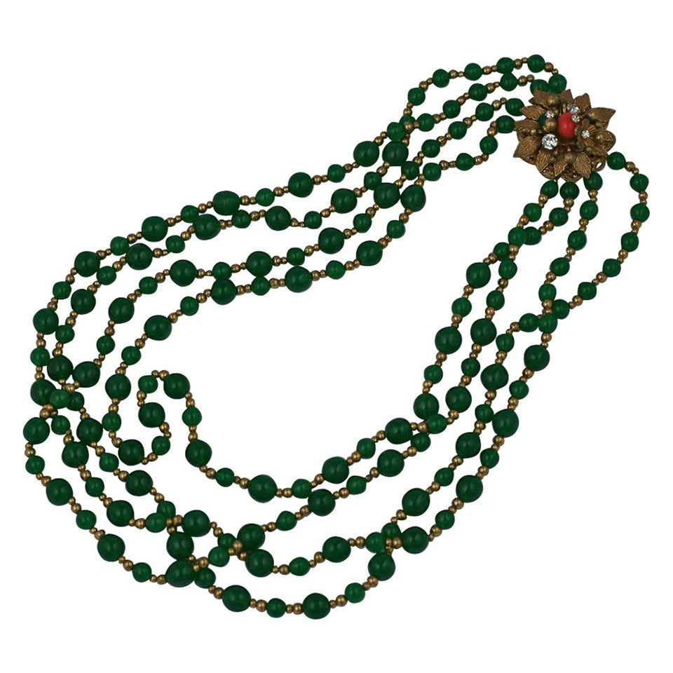 Haskell Style Emerald Bead Necklace For Sale