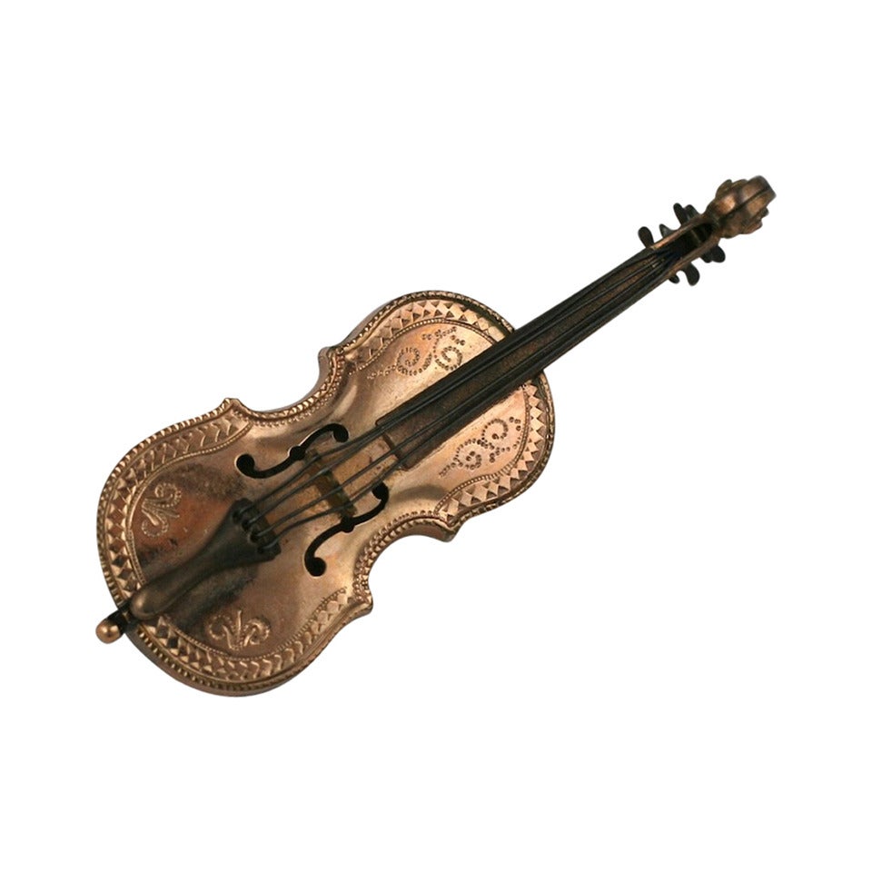 Victorian Violin Brooch For Sale