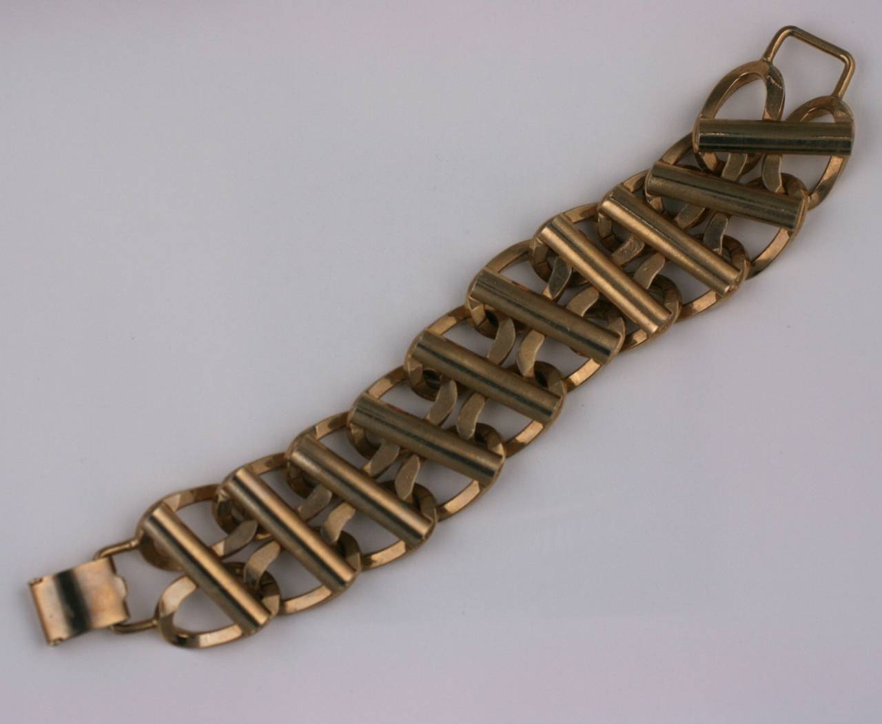 Chunky Bartek gilt chain link Retro bracelet. circa 1940s, USA. 
Length 8