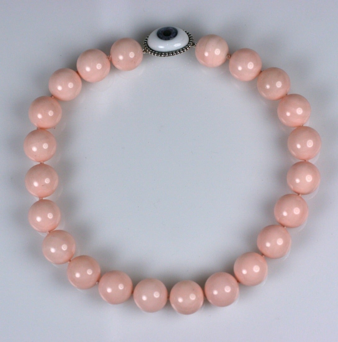 Contemporary Pale Coral Bead Protection Necklace, MWLC For Sale