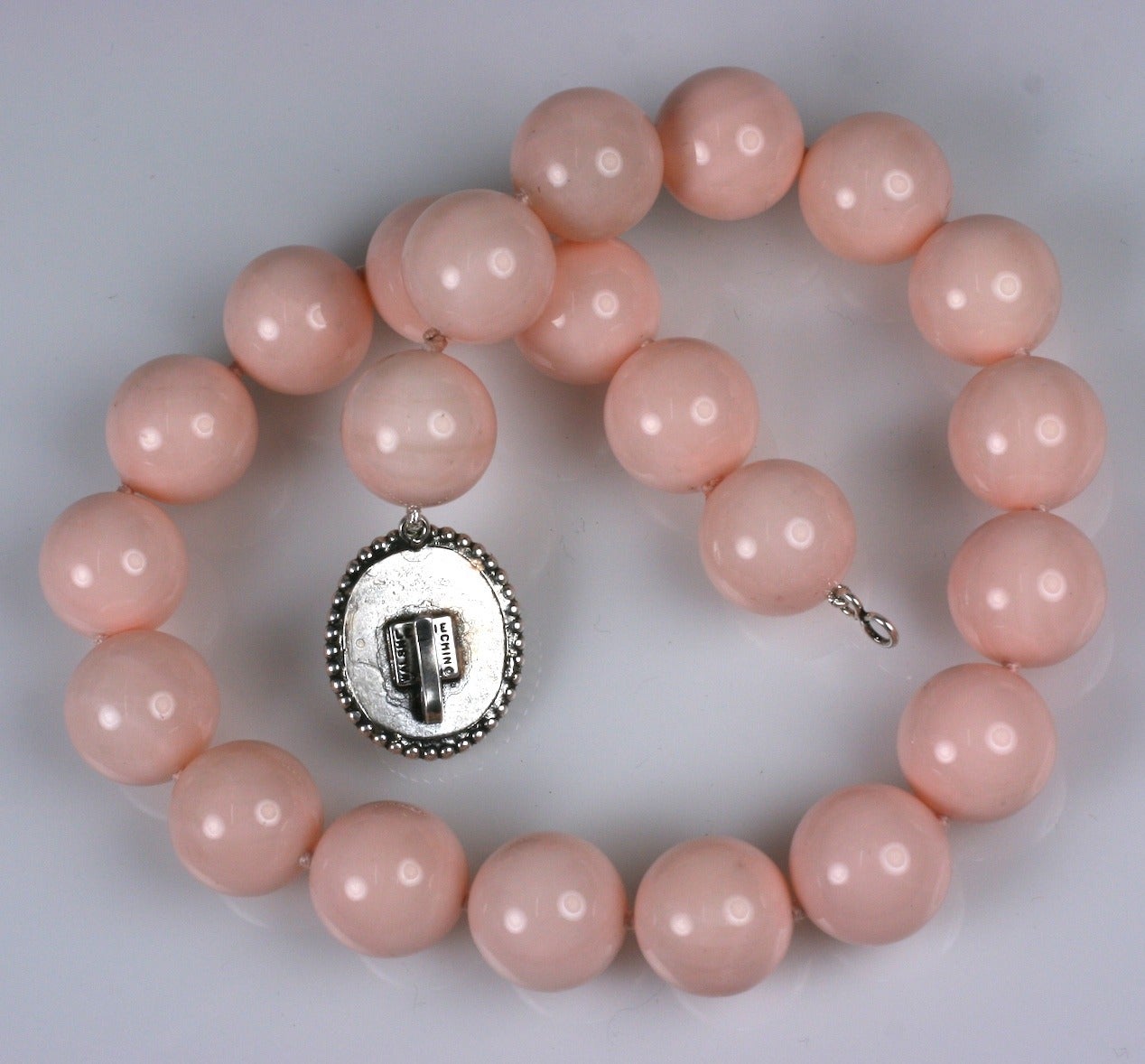 Pale Coral Bead Protection Necklace, MWLC In New Condition For Sale In New York, NY