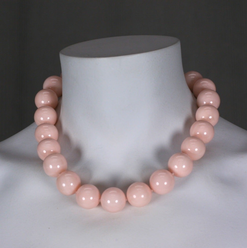 Women's Pale Coral Bead Protection Necklace, MWLC For Sale