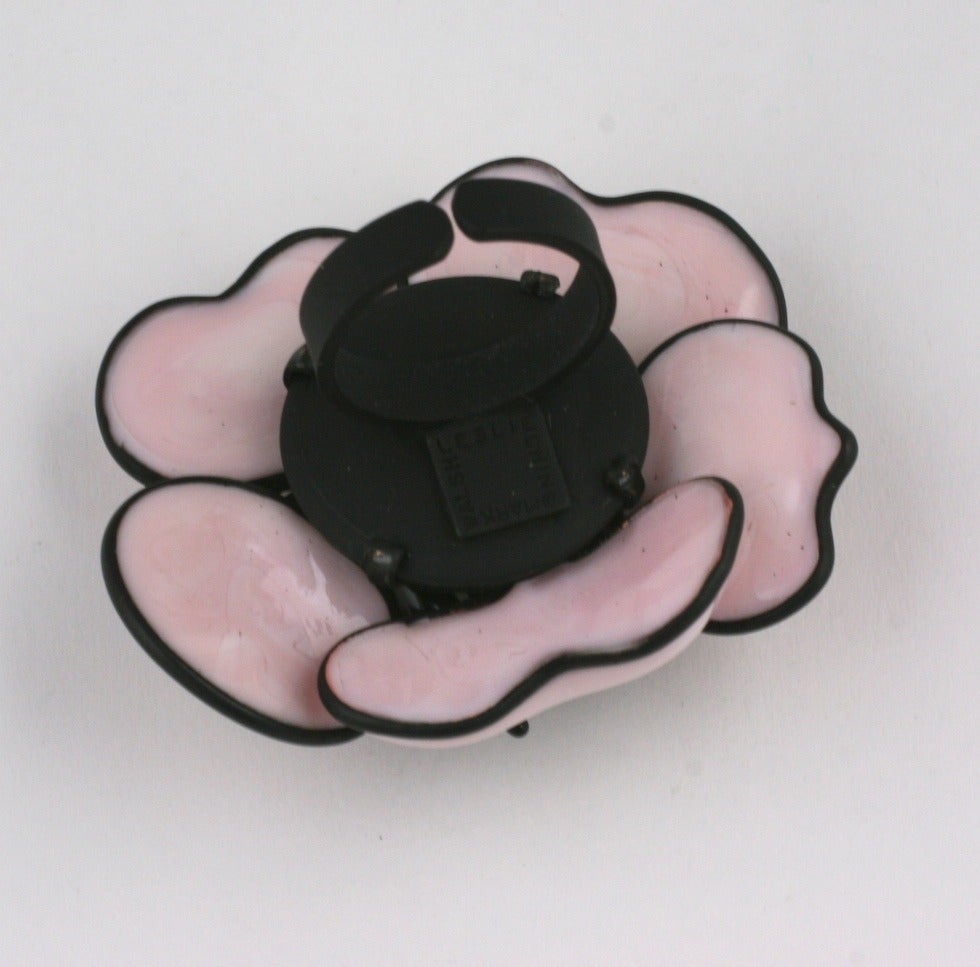 Pink Pate de Verre Poppy Ring, MWLC In New Condition In New York, NY