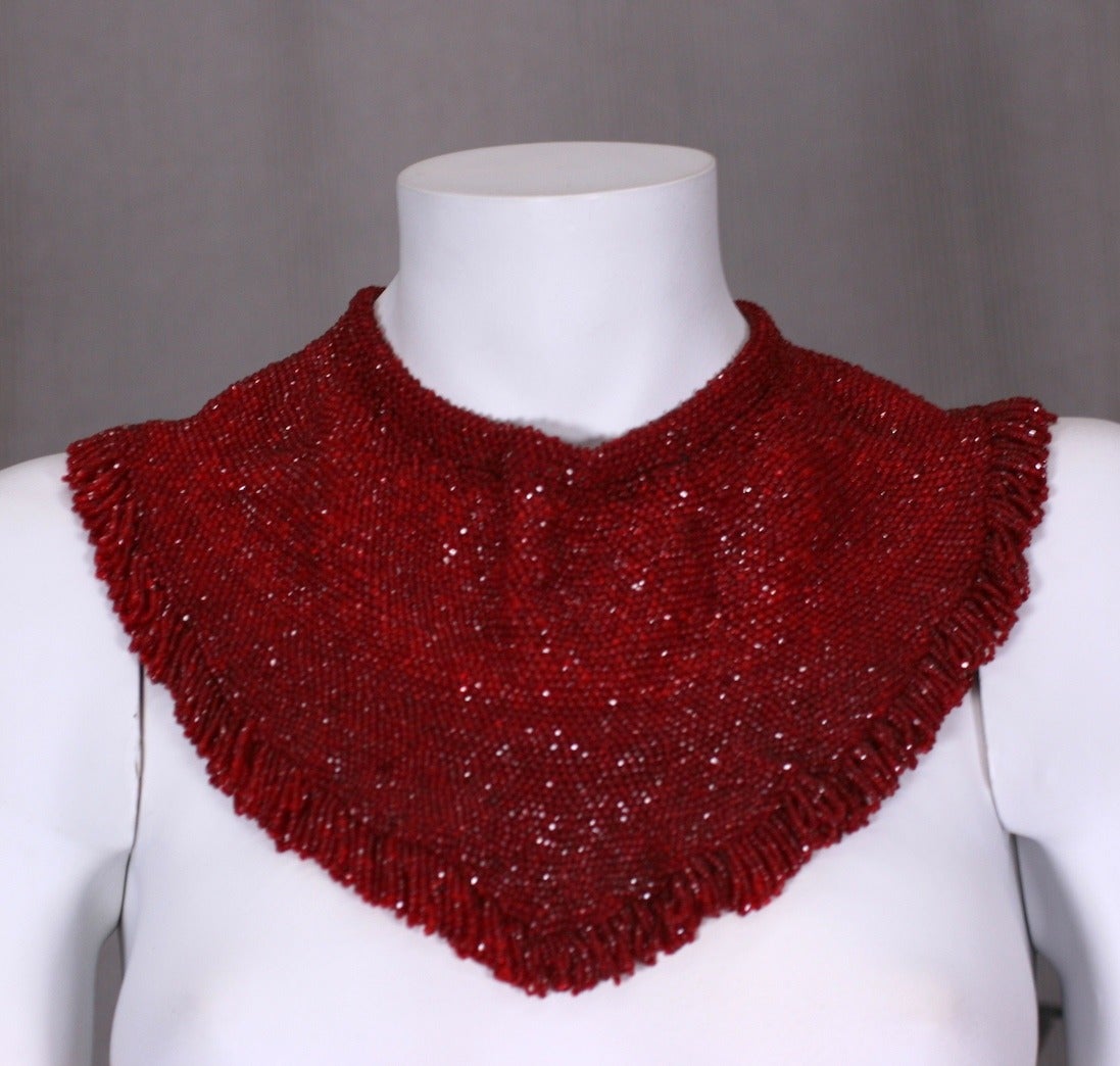 Red 1940's Ruby Beaded Collarette For Sale