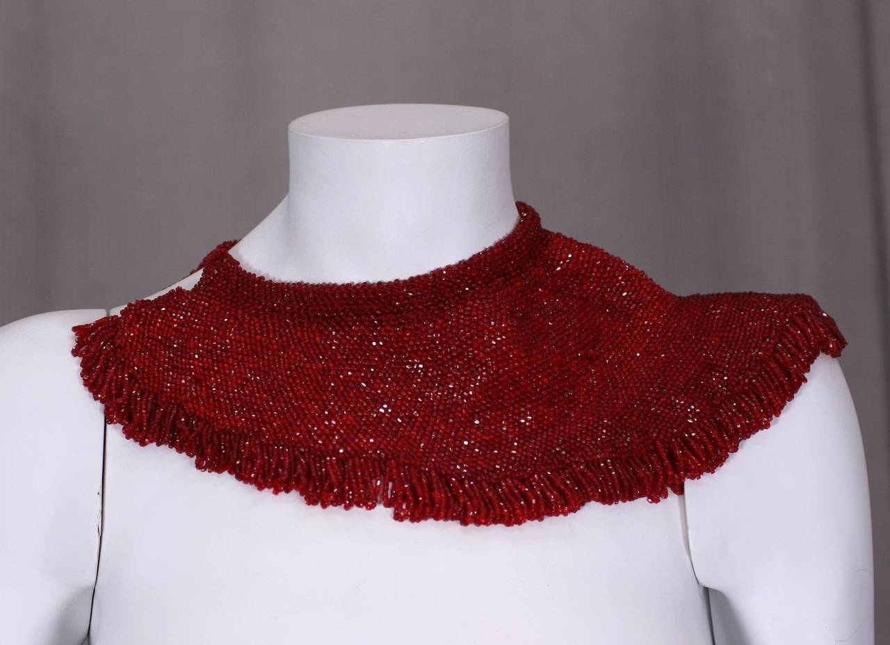 1940's Ruby Beaded Collarette In Excellent Condition For Sale In New York, NY