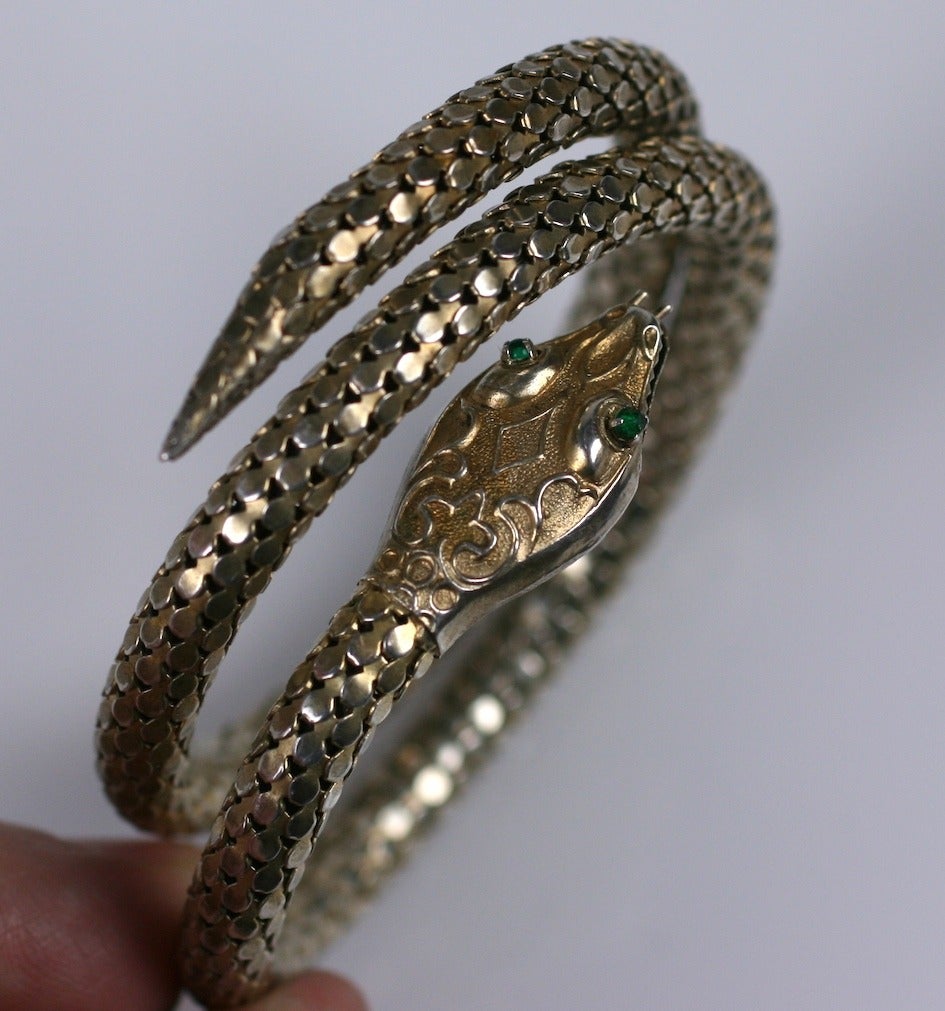 Victorian Sterling Snake Bangle In Excellent Condition In New York, NY