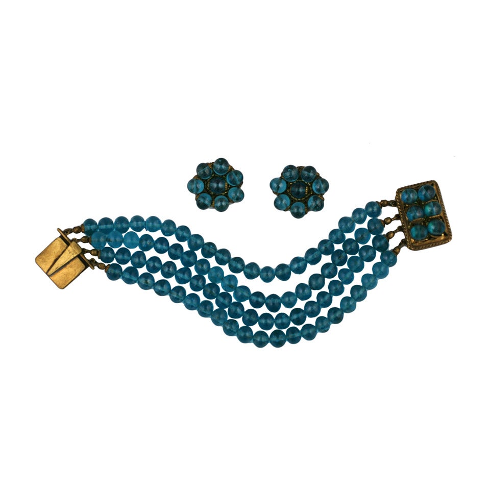 Coppola e Toppo Aqua Glass Demi Parure For Sale