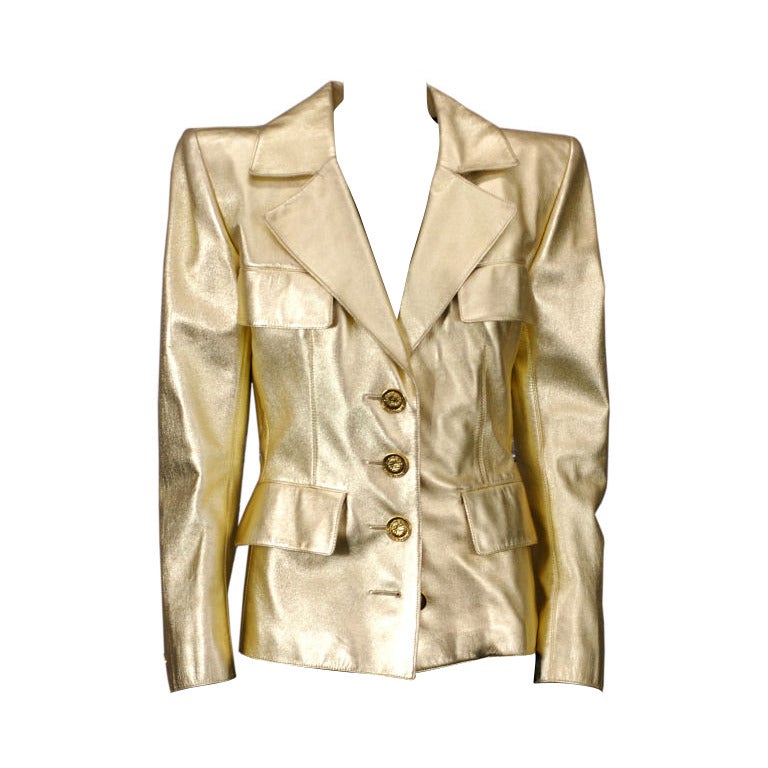 YSL Haute Couture Gold Leather Jacket For Sale at 1stdibs
