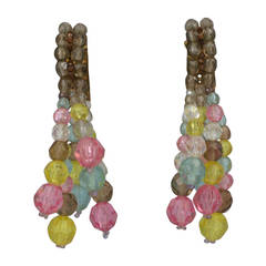 Pendientes largos Coppola e Toppo con borla de cristal en color pastel