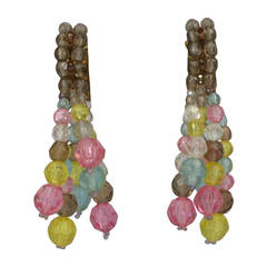 Boucles d'oreilles longues à pompon Coppola e Toppo en cristal pastel