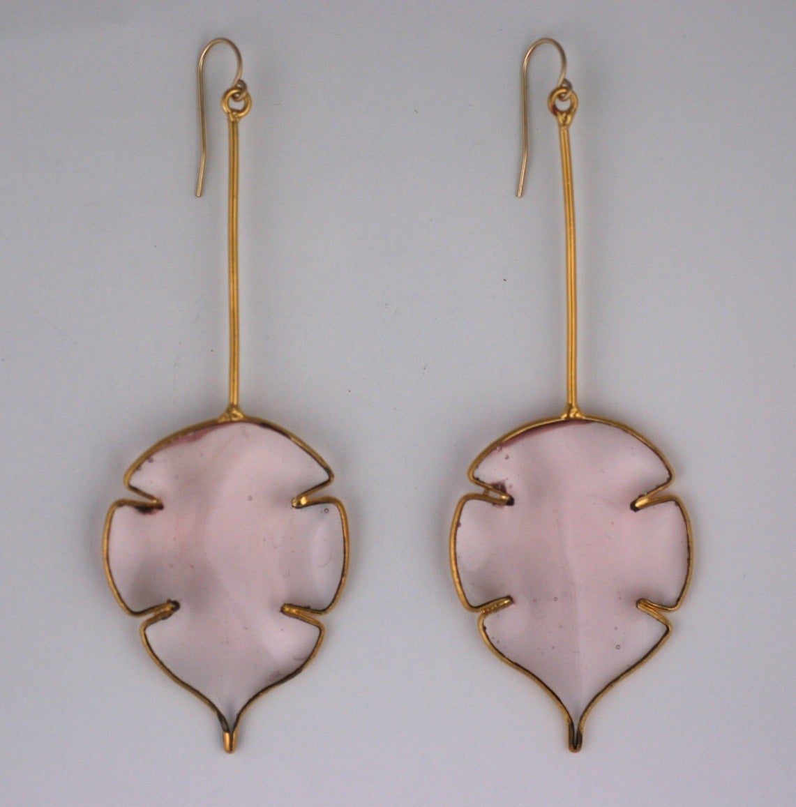 Poured Glass Money Plant Earrings, MWLC In New Condition For Sale In New York, NY