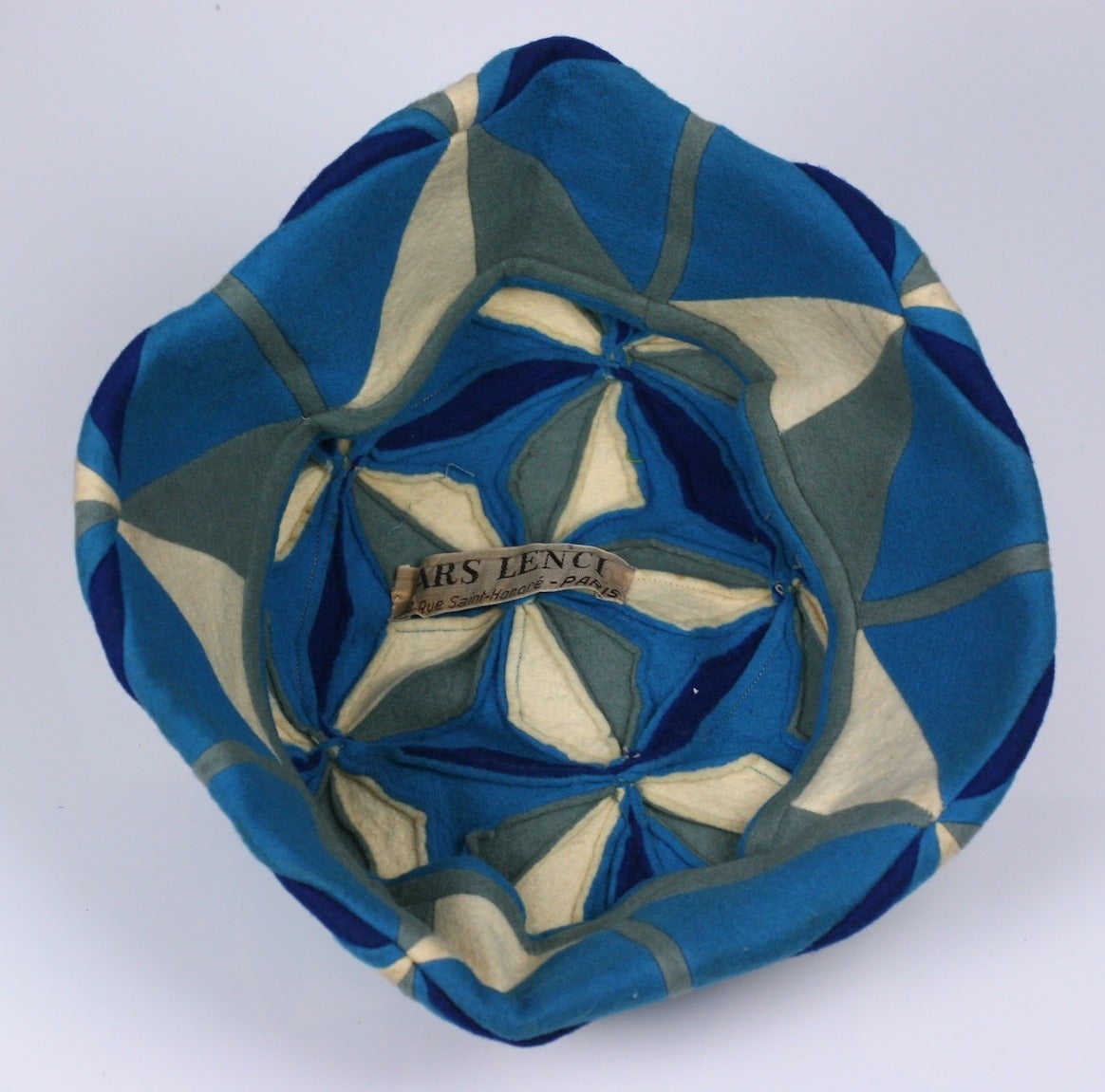 Blue Lenci Art Deco Cubist Wool Beret For Sale