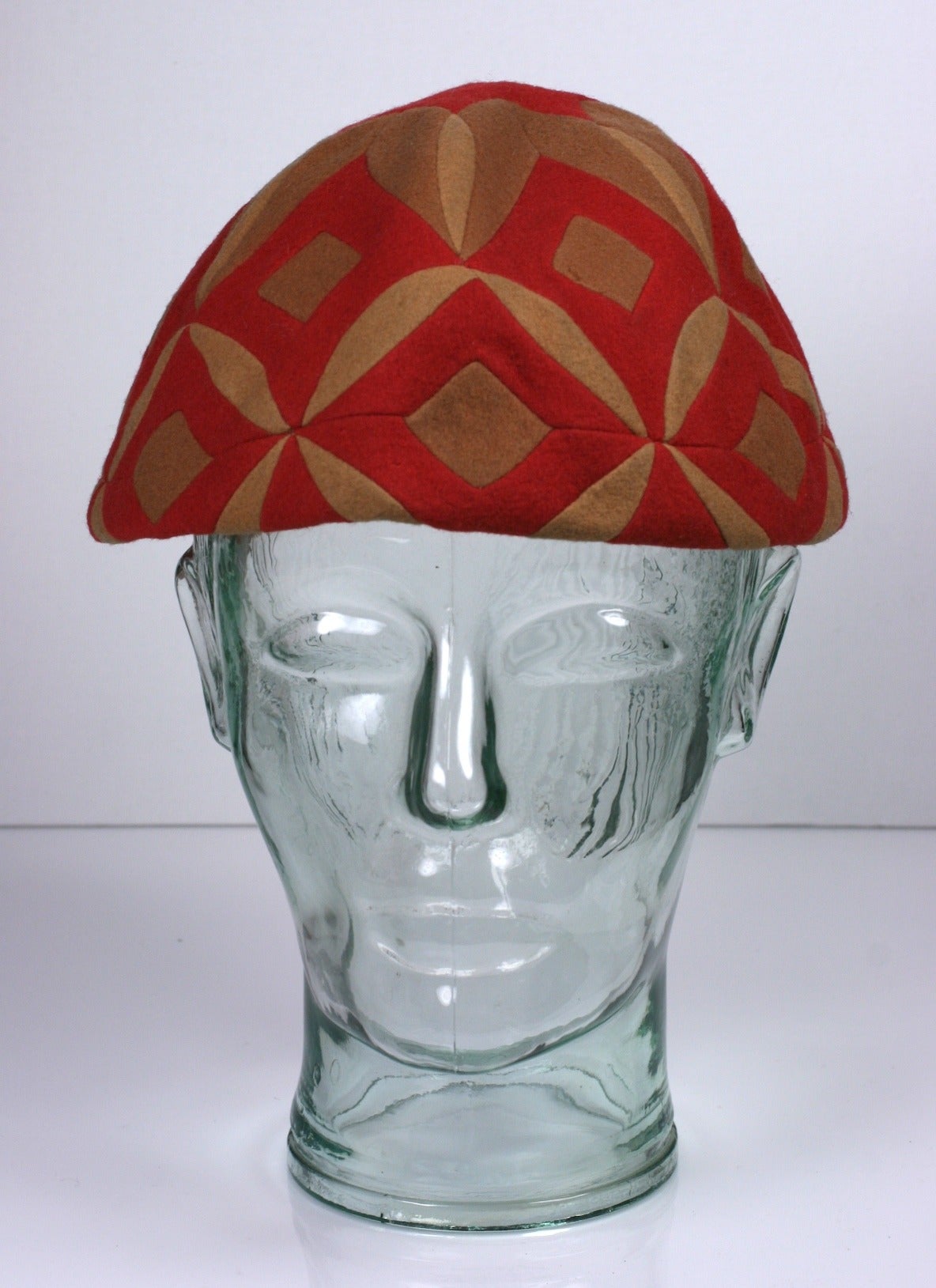 Brown Lenci Art Deco Pieced Hat For Sale