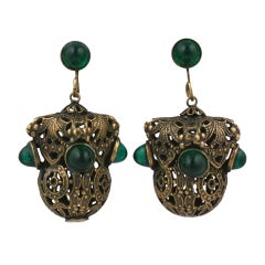 Retro Joseff of Hollywood Byzantine Revival Fob Earclips