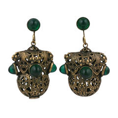 Joseff of Hollywood Byzantine Revival Fob Earclips