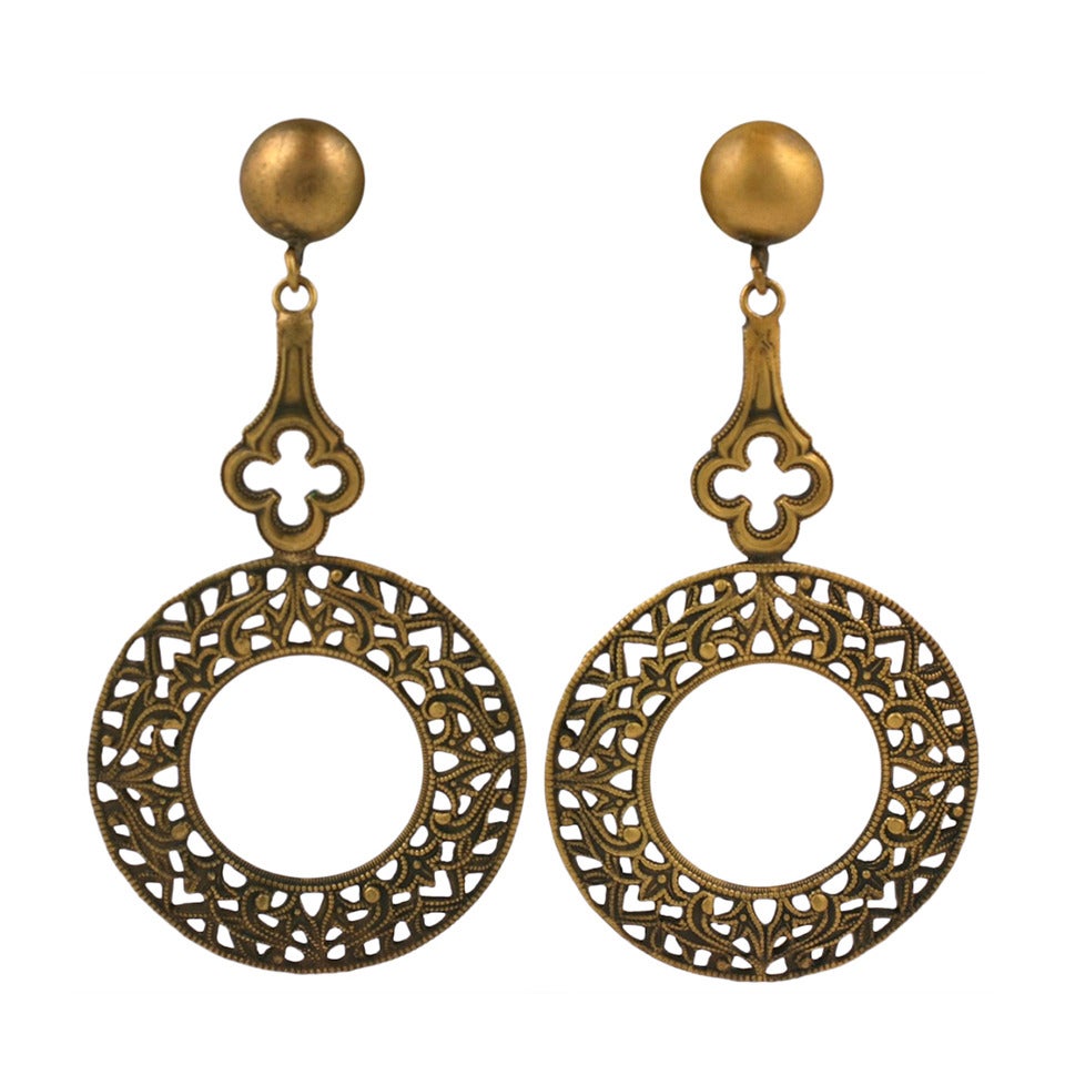 Joseff of Hollywood Gothic Revival Hoop Earrings For Sale