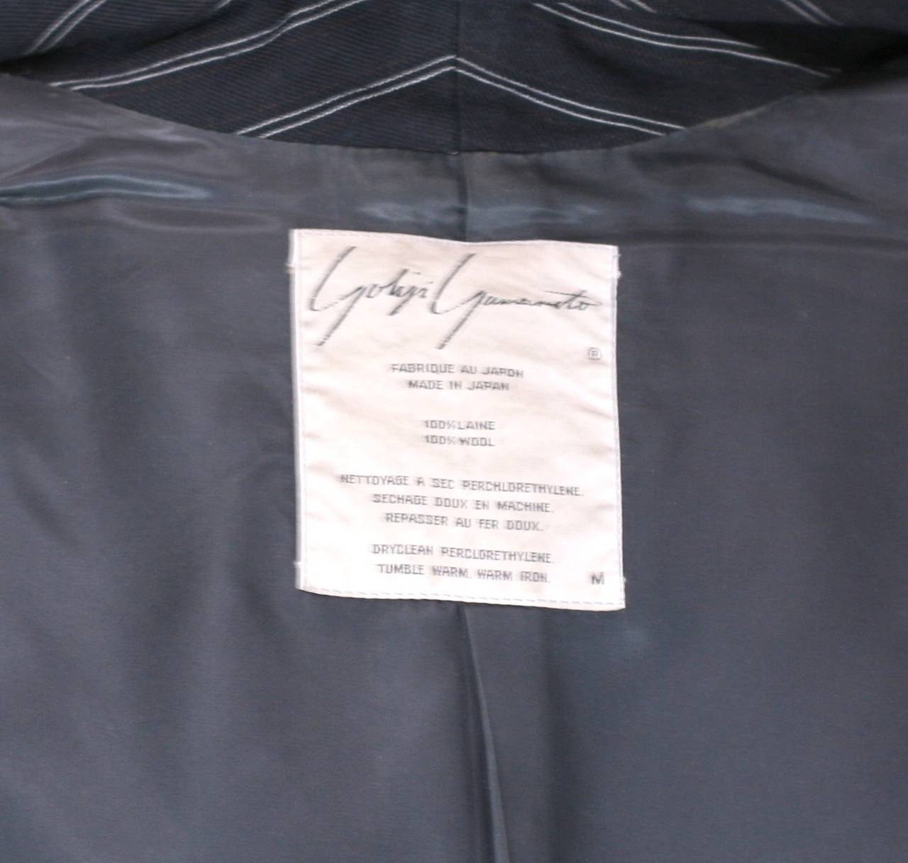 Gray Yohji Yamamoto Elongated Pinstripe Coat For Sale