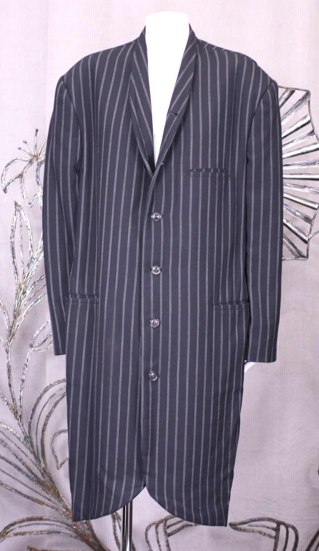 Yamamoto Stripe Lattice Fringe Long Coat